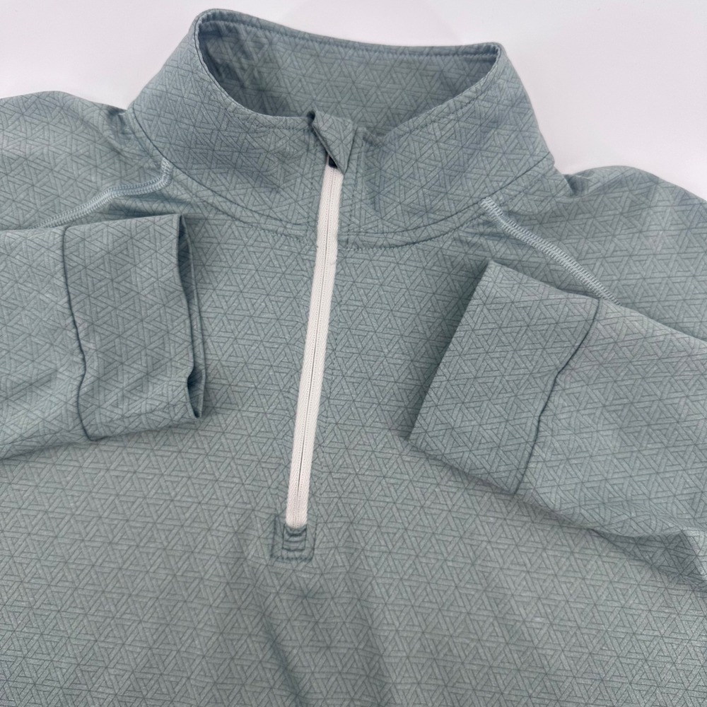 Swannies Quarter Zip Pullover Mens Size Medium Green Geometric Golf Top